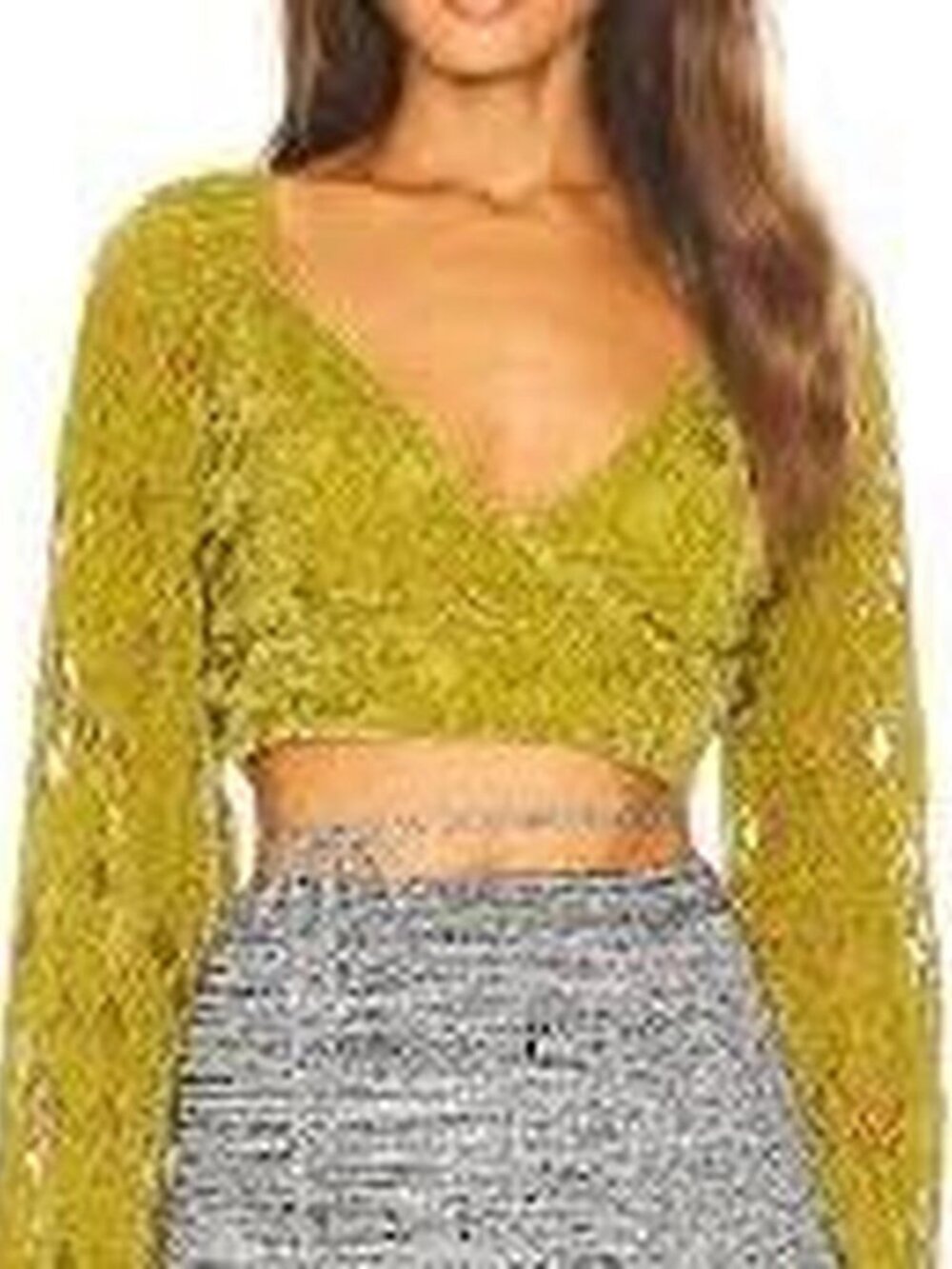 House of Harlow 1960 Rioja Velvet Tie Front Top Chartreuse 6